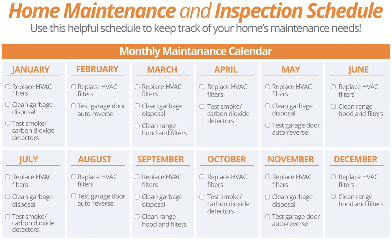 maintenance and inspection sched